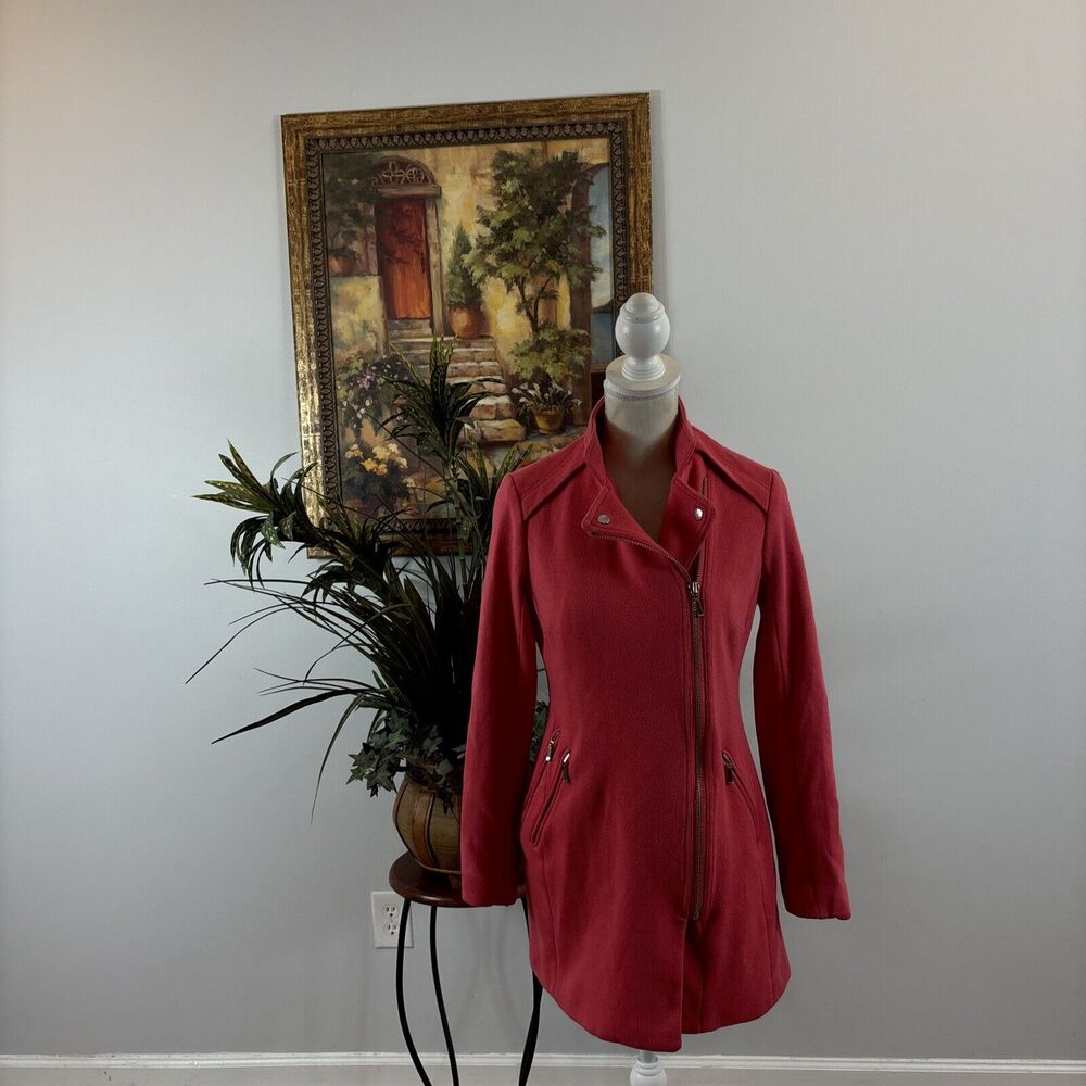 INC International Concepts Women's Coat Small Hot Pink‎ Lined Full Zipper Pocket
